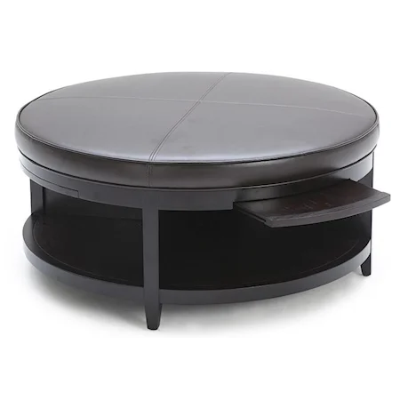 Cocktail Ottoman with Shelf and Pull-Out Tray Tables